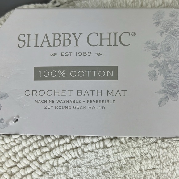 Shabby Chic Crochet Bath Mat Rug 100% Cotton White 26" Round Reversible NEW - Picture 8 of 8